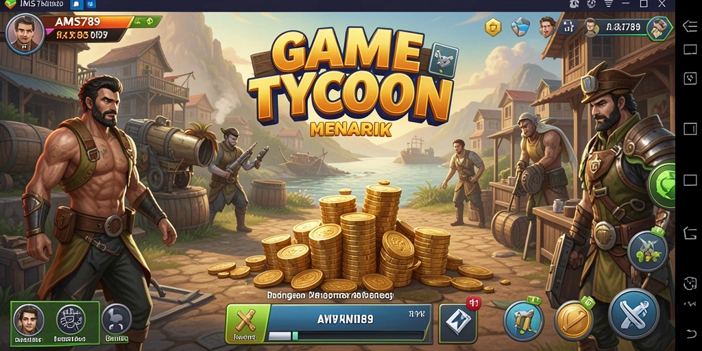 Screenshot utama AMS789 menampilkan gameplay pengelolaan bisnis yang seru.