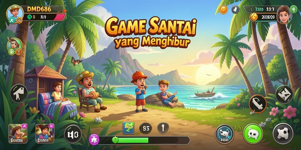 Tampilan gameplay santai dalam DMD686 yang penuh warna.