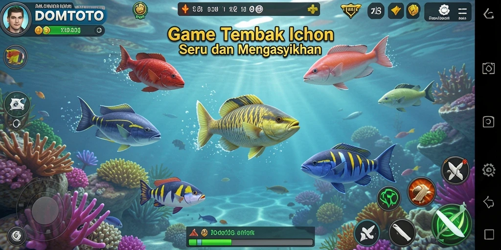 Tampilan gameplay menembak ikan yang seru dan dinamis.