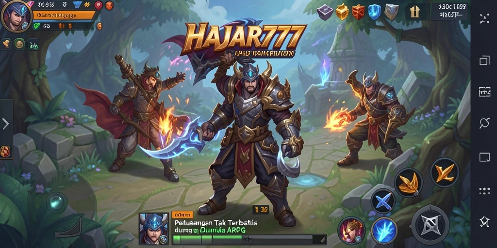 Screenshot gameplay ARPG HAJAR777 menampilkan pertarungan epik di dunia fantasy.