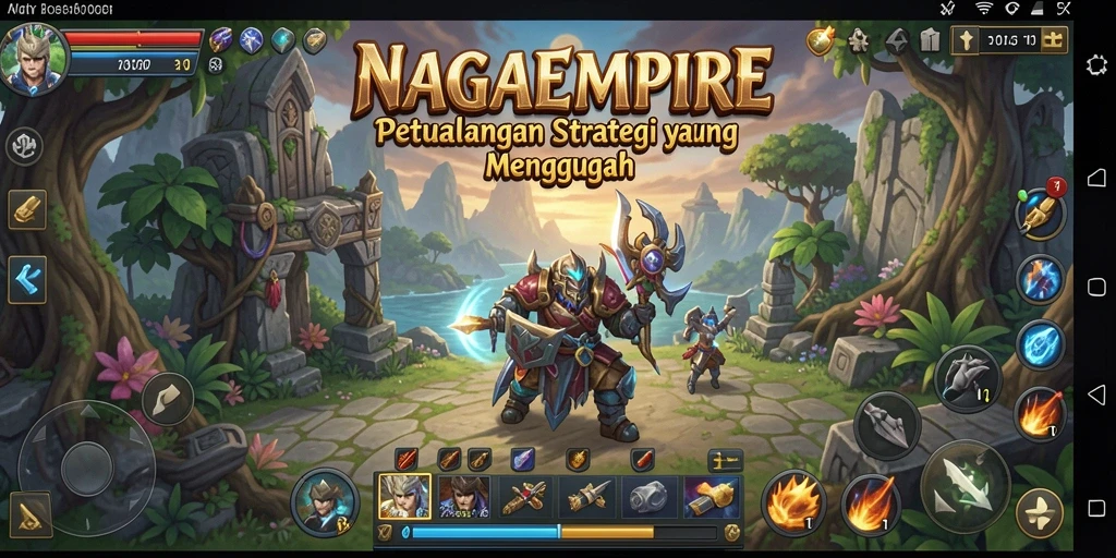 Screenshot gameplay NAGAEMPIRE menunjukkan aksi pertempuran yang mendebarkan.