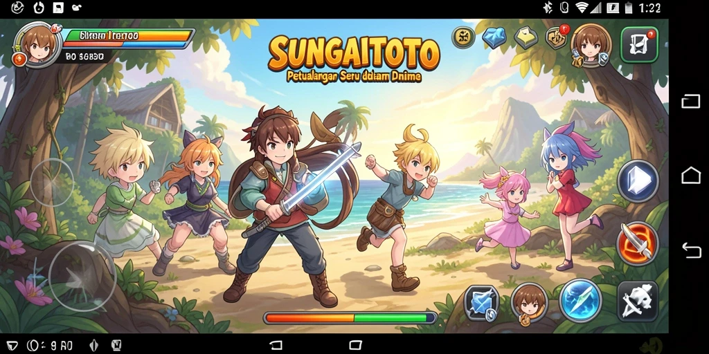 Gameplay seru SUNGAITOTO dengan karakter anime unik dan berwarna.